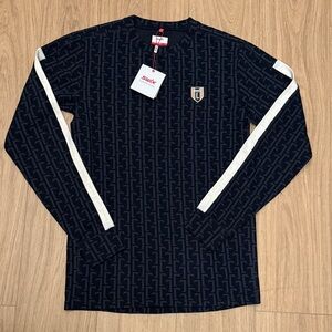 Swix Merino Wool Black Long Sleeve Shirt with White Stripes Medium